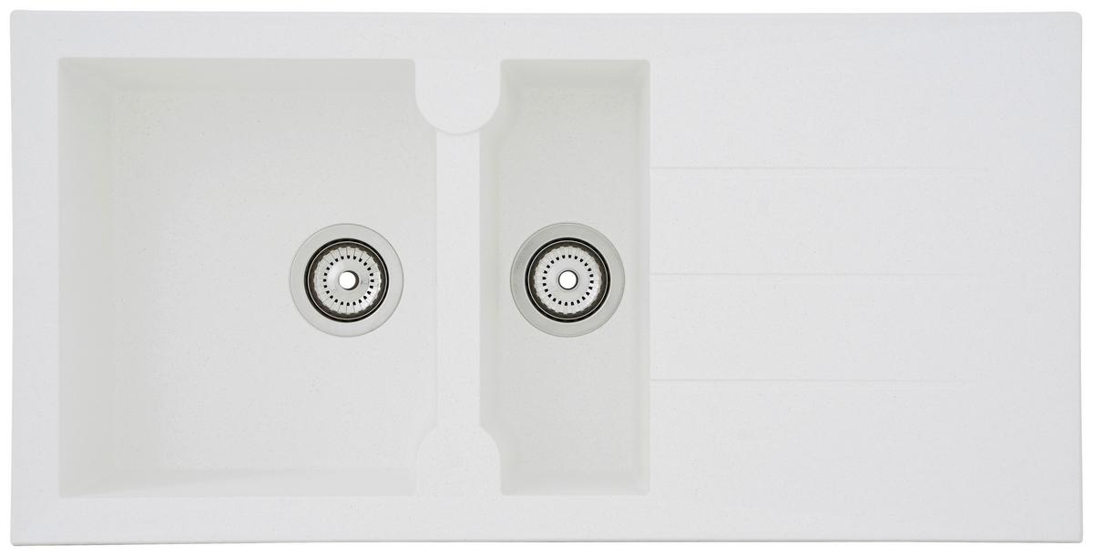 Spüle Alineo Weiß Kunststein B/T ca. 100x50 cm - Weiß, Trend, Stein (100/21/50cm) - Respekta