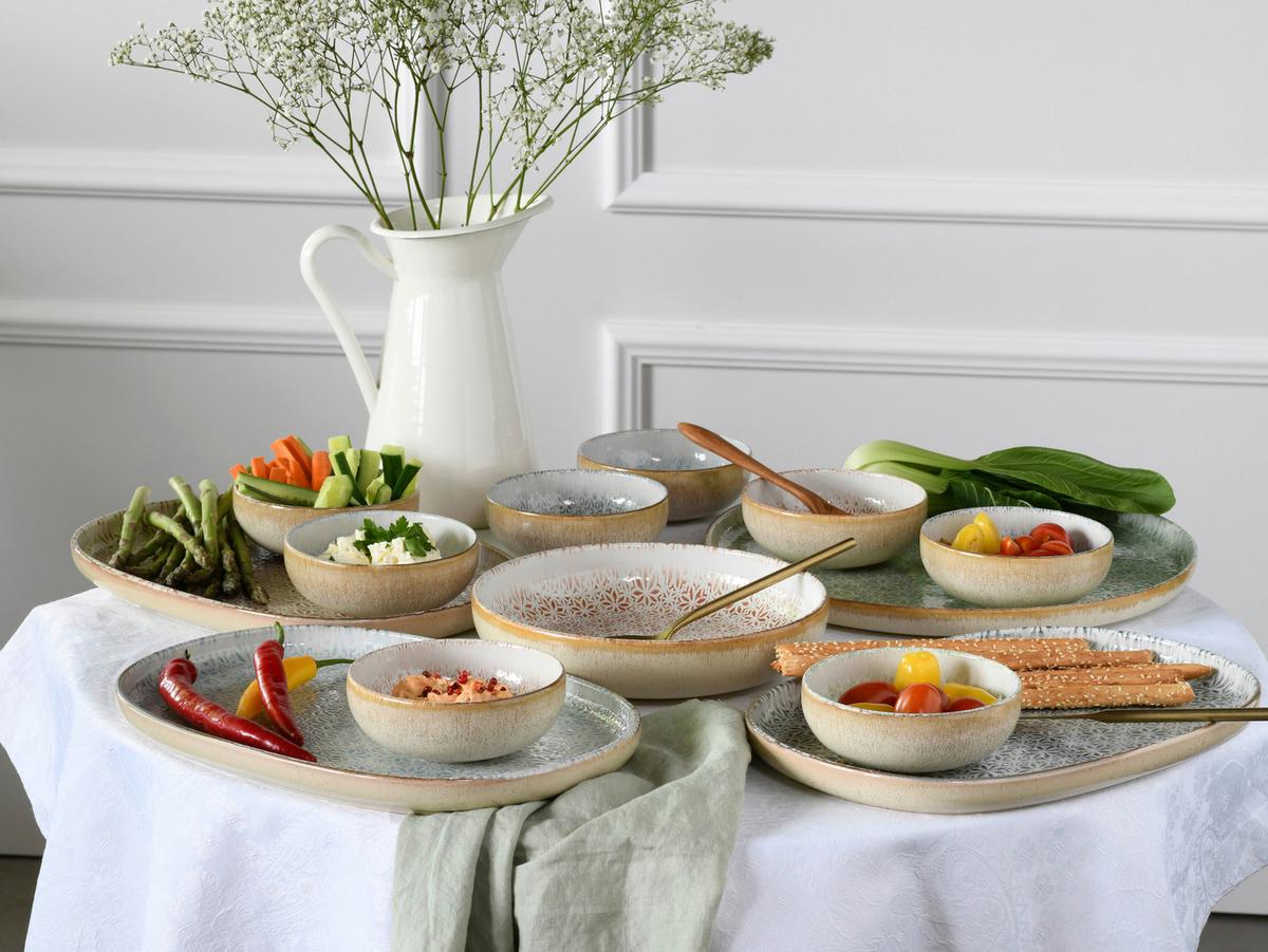 Jedilni Servis Emiliana Peach, 12-Delni - roza/krem barve, Basics, keramika - Creatable