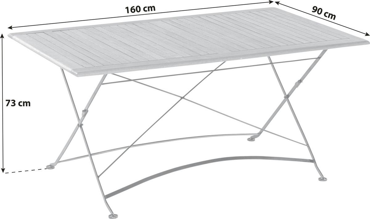 Gartentisch Schlossgarten Naturfarben ca. 160x90x73cm - Graphitfarben/Naturfarben, KONVENTIONELL, Holz/Metall (160/90/73cm) - Gardenson