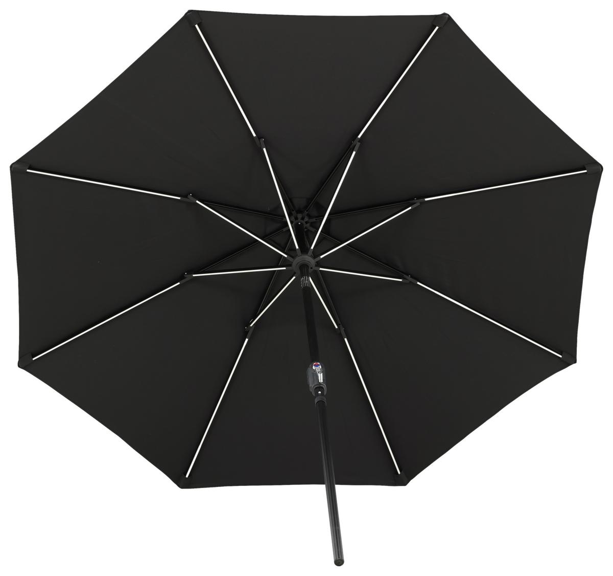 Sonnenschirm Sabal m. LED ca. 270x241 cm Schwarz Solar - Schwarz, KONVENTIONELL (270/241/270cm) - Gardenson