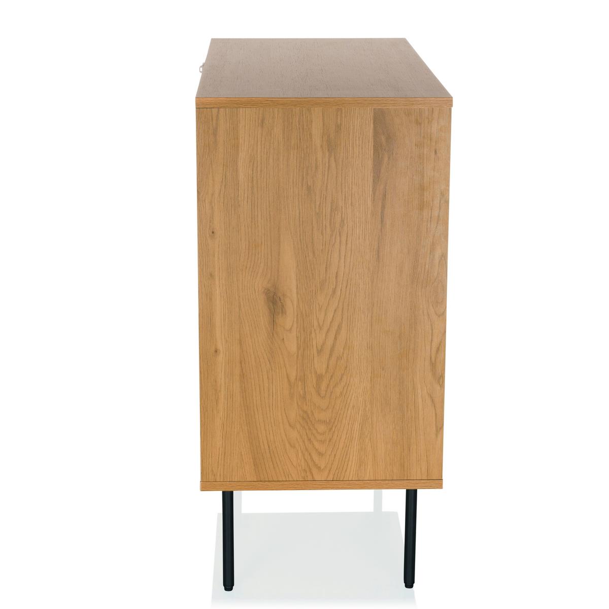 Komoda Linno, Barva Hrasta - črna/barve hrasta, Moderno, kovina/leseni material (80/85/40cm) - MID.YOU