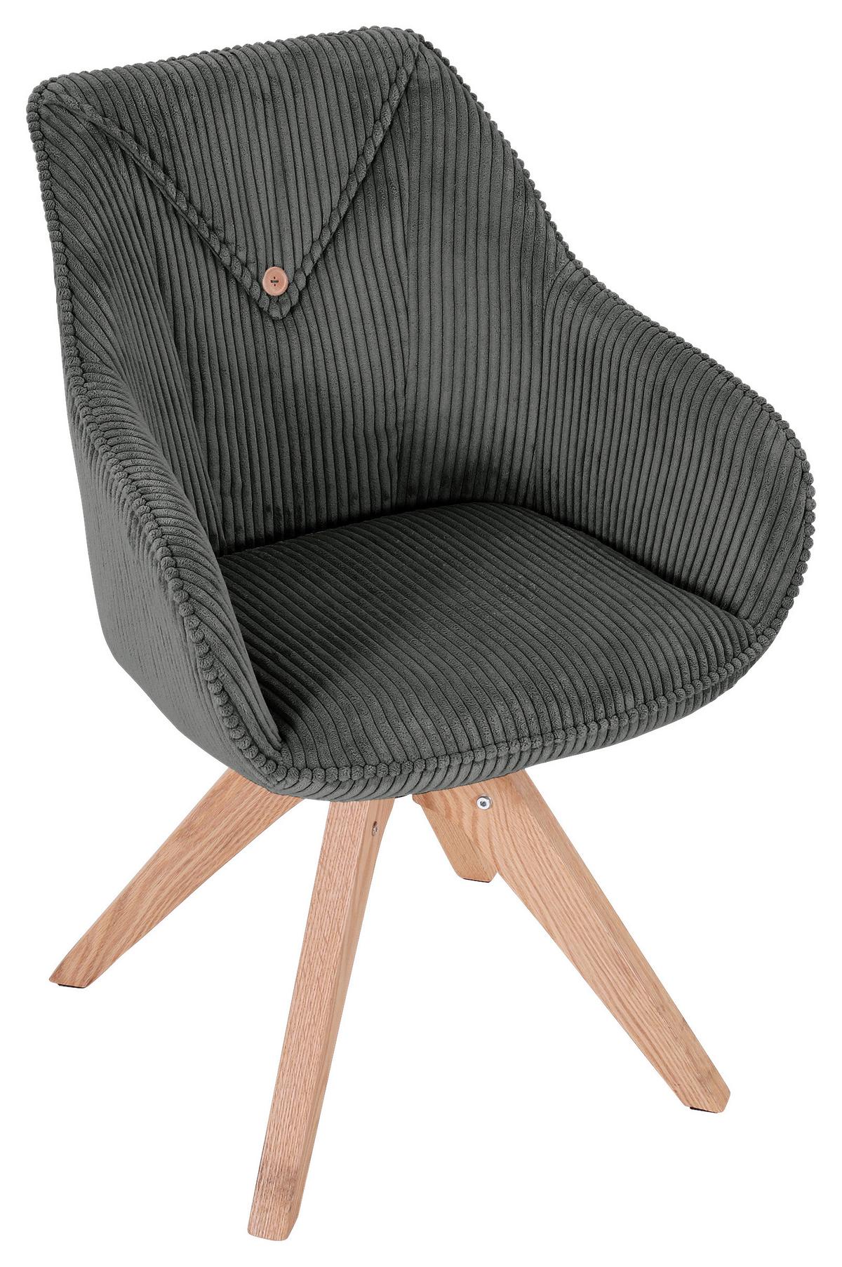 KRZESŁO Z PODŁOKIETNIKAMI EASY - kolor naturalny/ciemnoszary, Konventionell, tkanina/drewno (60/83/65cm) - Landscape