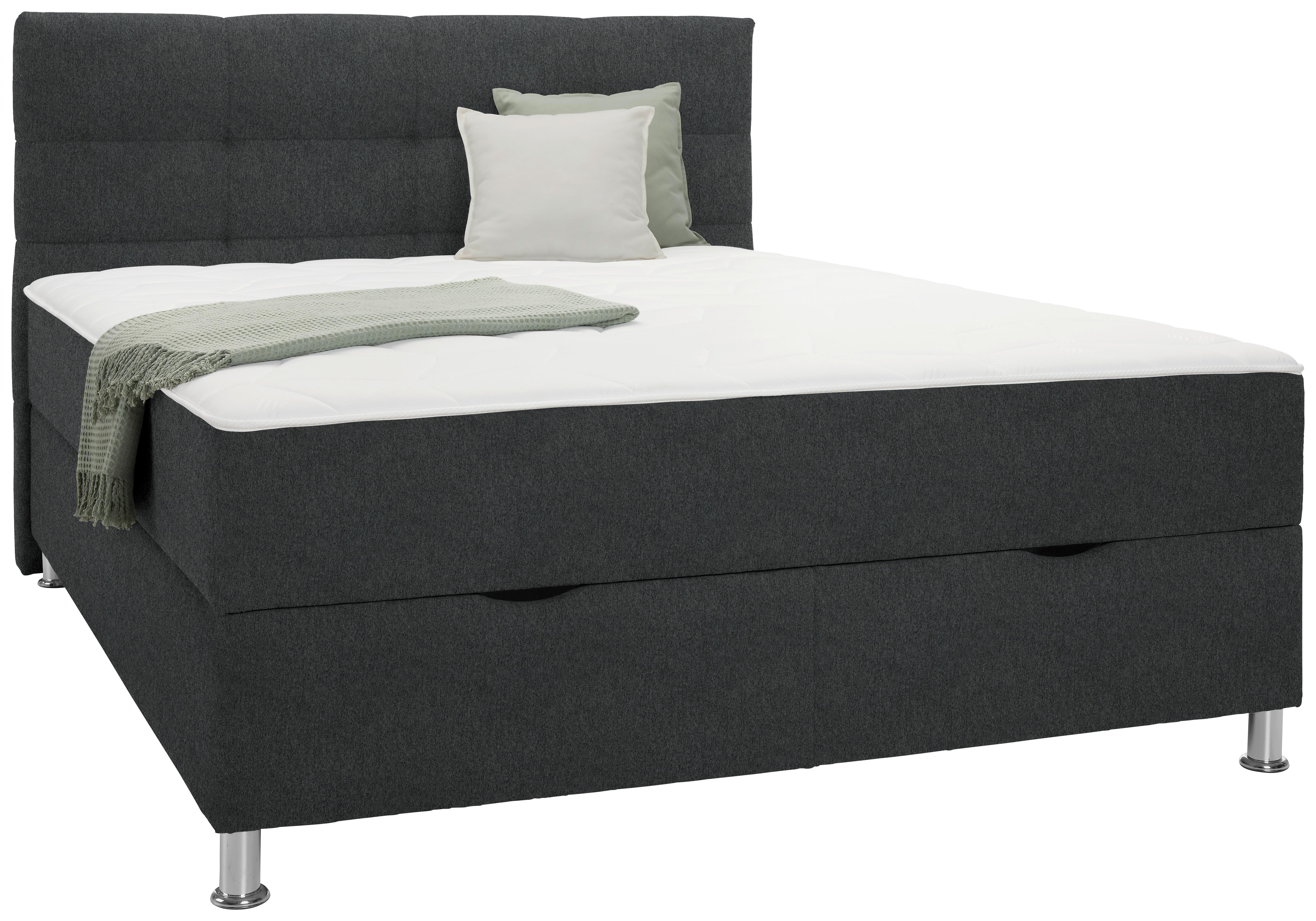 Boxbett Oviedo 160 in Anthrazit ca. 160x200cm - Anthrazit, KONVENTIONELL, Textil/Metall (160/200cm) - Mömax