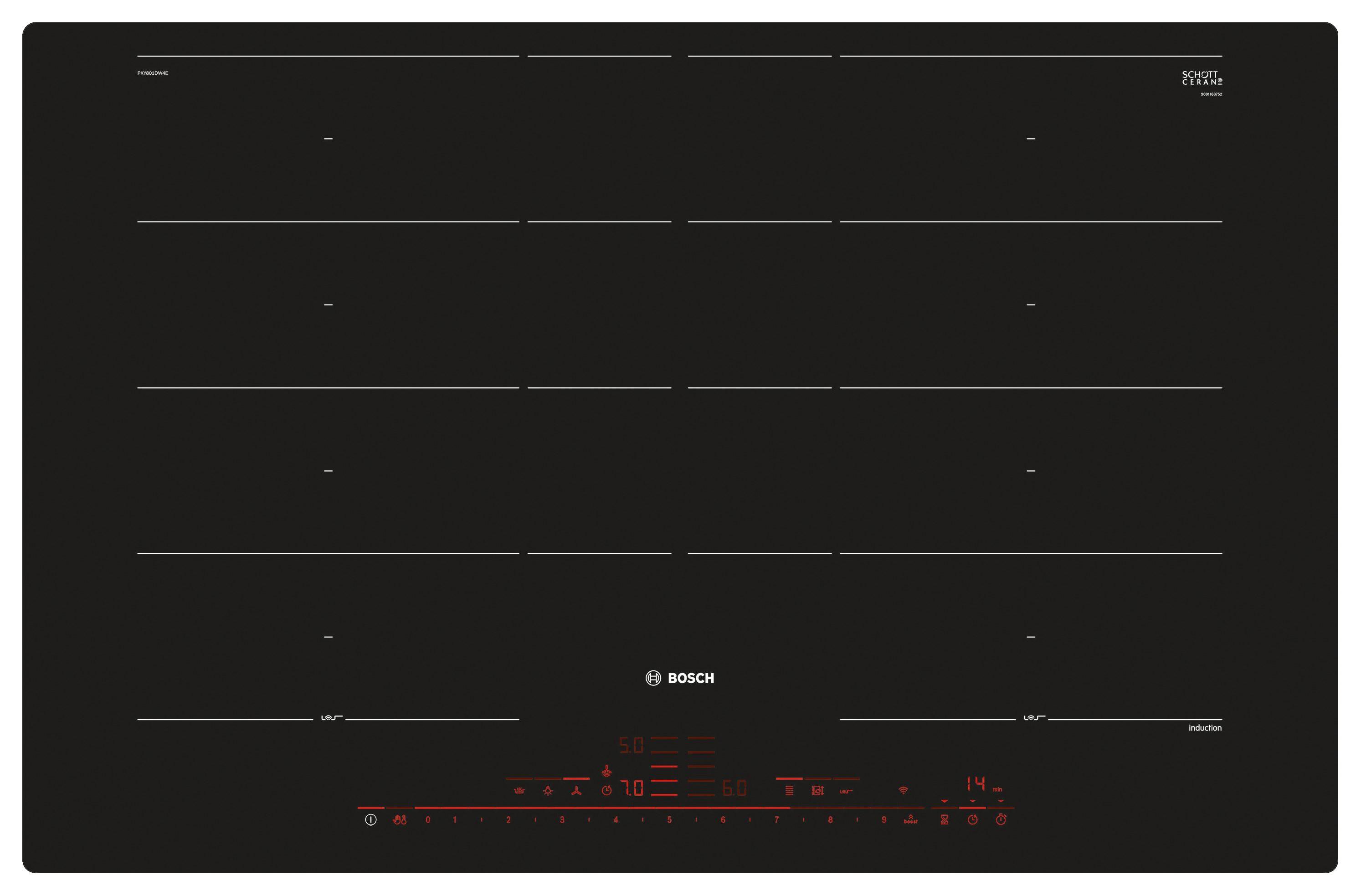 Induktionskochfeld PXY801DW4E - Schwarz, KONVENTIONELL, Metall (79,2/5,6/51,2cm) - Bosch