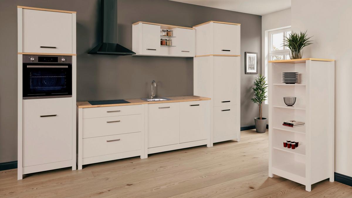 Küchenleerblock Bundle 9 o. Geräte Kaschmir - Kaschmir/Silberfarben, MODERN, Glas/Holzwerkstoff (430cm) - home24