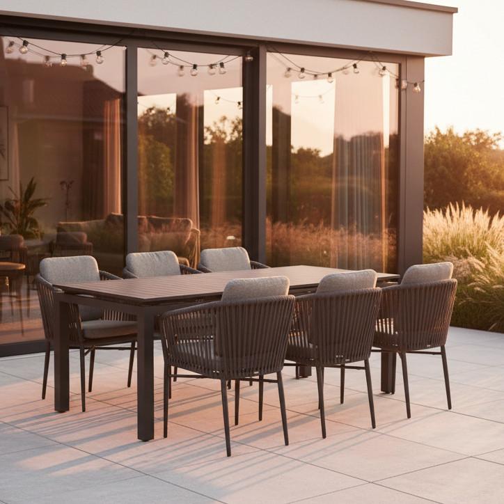 Gartenset Manhattan Anthrazit/Grau - Anthrazit/Grau, Basics, Textil/Metall (180/240/100/70cm) - Gardenson