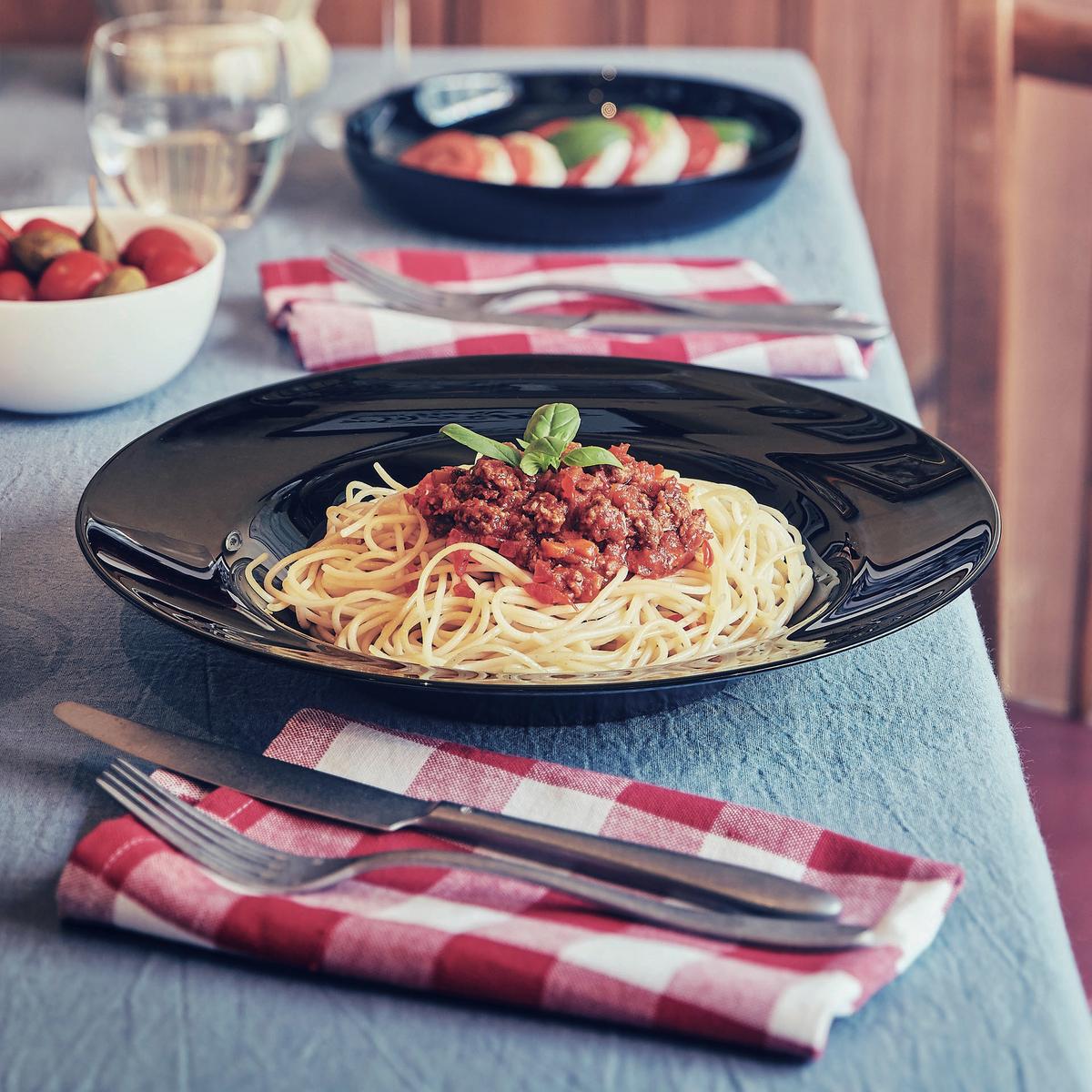 Krožnik Za Testenine Italien Party Black, 6-Delni - črna, Basics, steklo (29cm) - Creatable