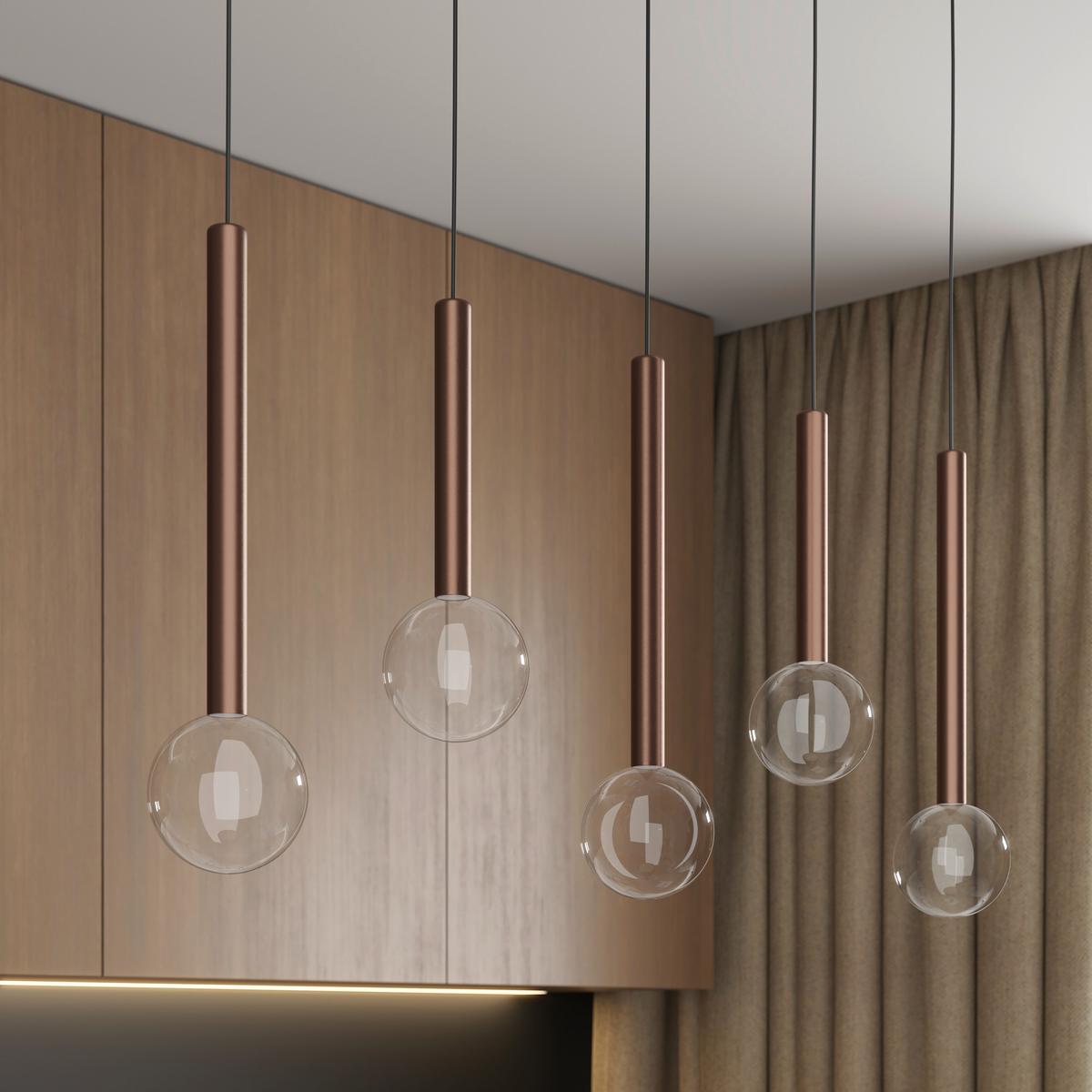 LAMPA WISZĄCA LED GLASGOW *DK* - przejrzysty/czarny, Design, metal/szkło (90/10/180cm) - Dieter Knoll