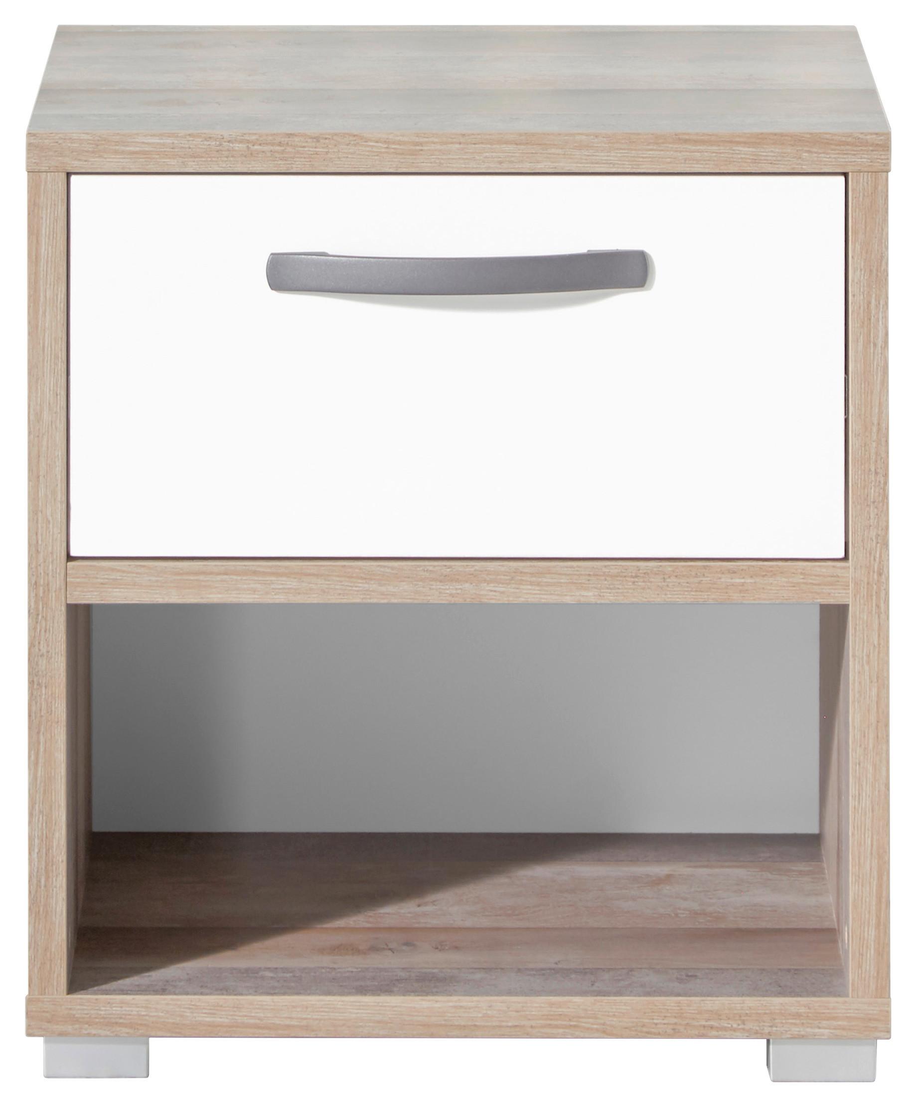 Nachtkästchen in Braun/Grau Weiss 'Moon' - Anthrazit/Silberfarben, MODERN, Holzwerkstoff/Kunststoff (49/52/41cm) - MID.YOU