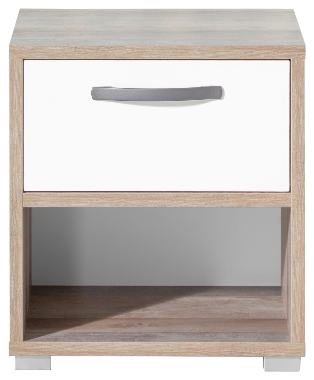 Nachtkästchen in Braun/Grau/ Weiss 'Moon' - Anthrazit/Silberfarben, MODERN, Holzwerkstoff/Kunststoff (49/52/41cm) - MID.YOU