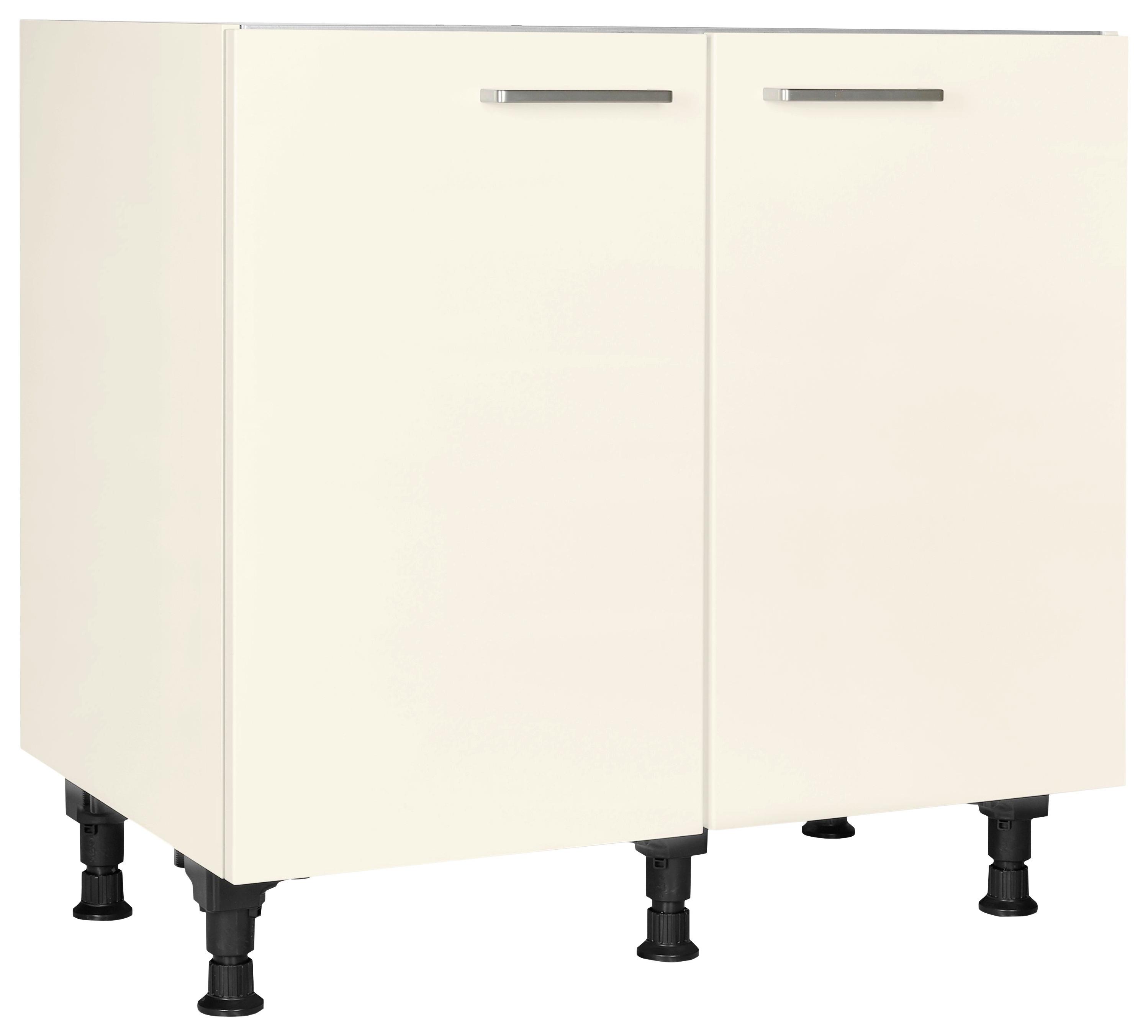 Spülenunterschrank Touch Magnolie - Edelstahlfarben/Magnolie, MODERN, Holzwerkstoff/Metall (90/87/56cm) - Nobilia