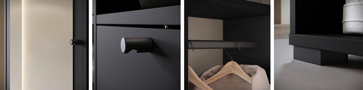 Garderobe Dino ca. 90x190 cm Schwarz - Schwarz, Trend, Holzwerkstoff (90/190/33cm) - MID.YOU