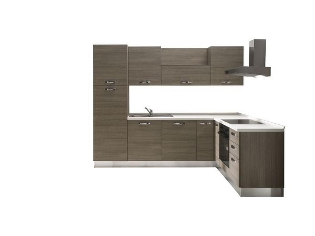 Eckküche Sofia mit Geräten ca. 270x195cm Eiche - Eiche grau/Magnolie, LIFESTYLE, Holzwerkstoff/Kunststoff (270/195cm) - MID.YOU