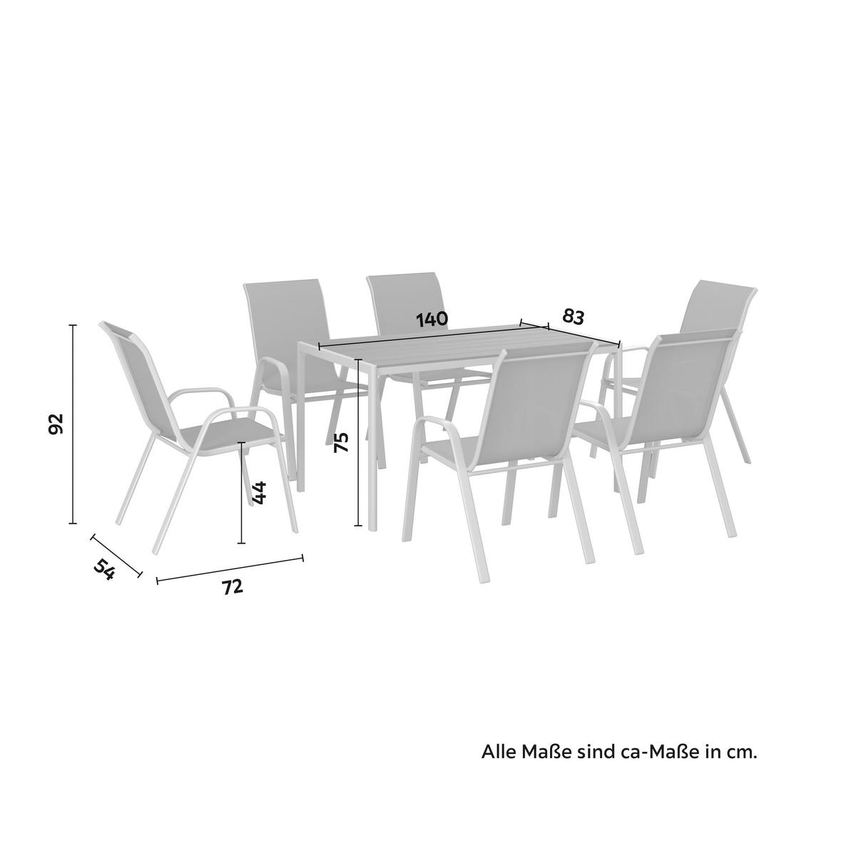 Gartentischgruppe Florenz Hellgrau/Teakfarben, 7-teilig - Hellgrau/Teakfarben, MODERN, Kunststoff/Textil - Mömax