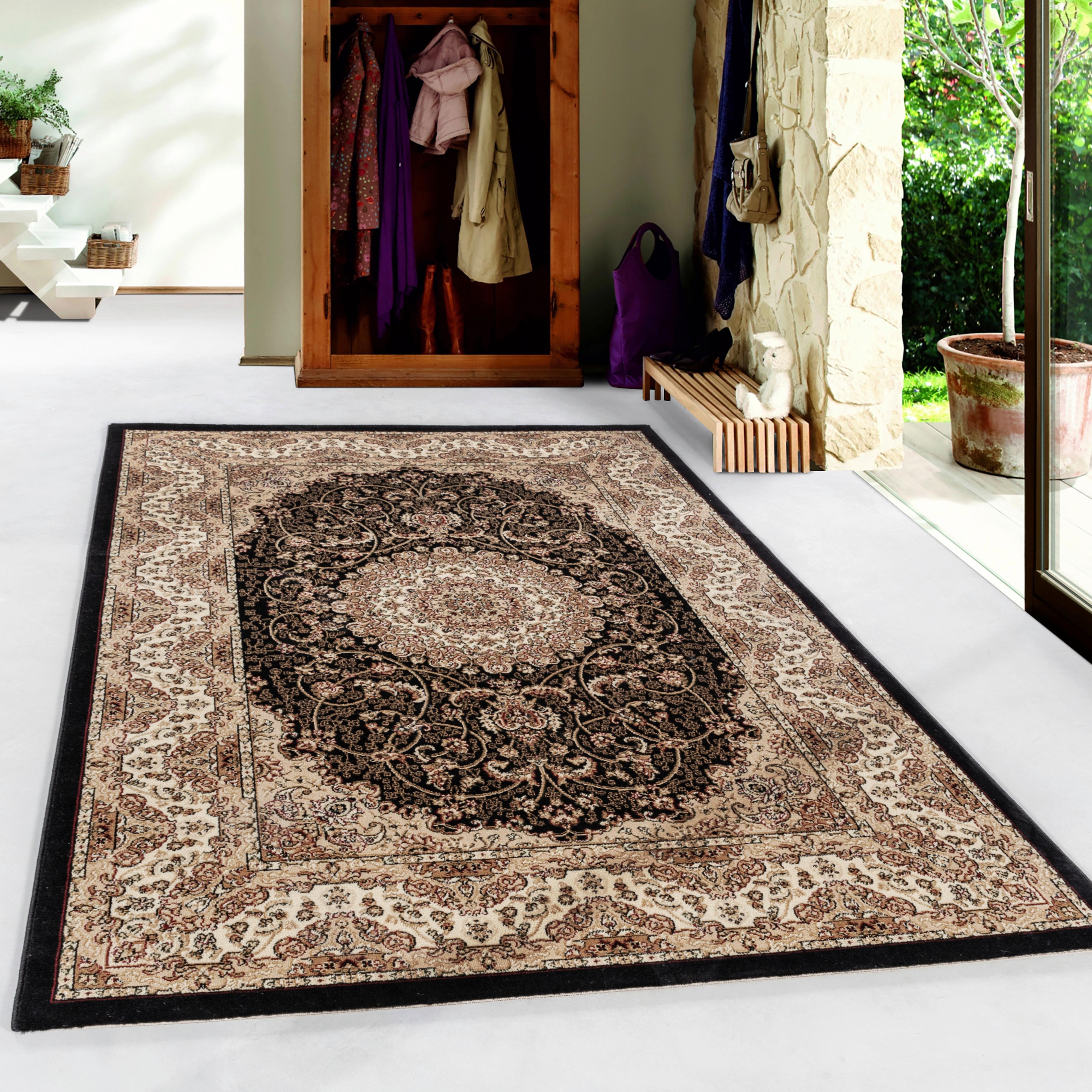Webteppich Kashmir Schwarz/Beige ca. 240x340cm - Schwarz, Design, Textil (240/340cm)