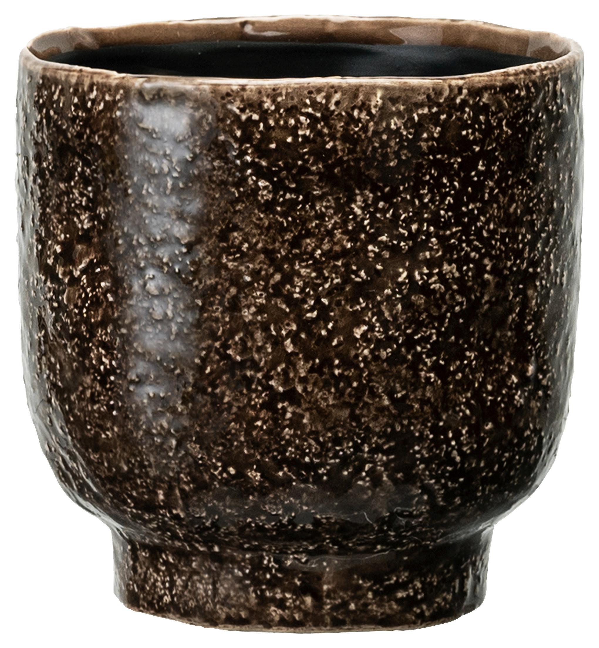 Cvetlični Lonček Livi -Paz- - temno rjava, keramika (13,5/13cm) - Premium Living