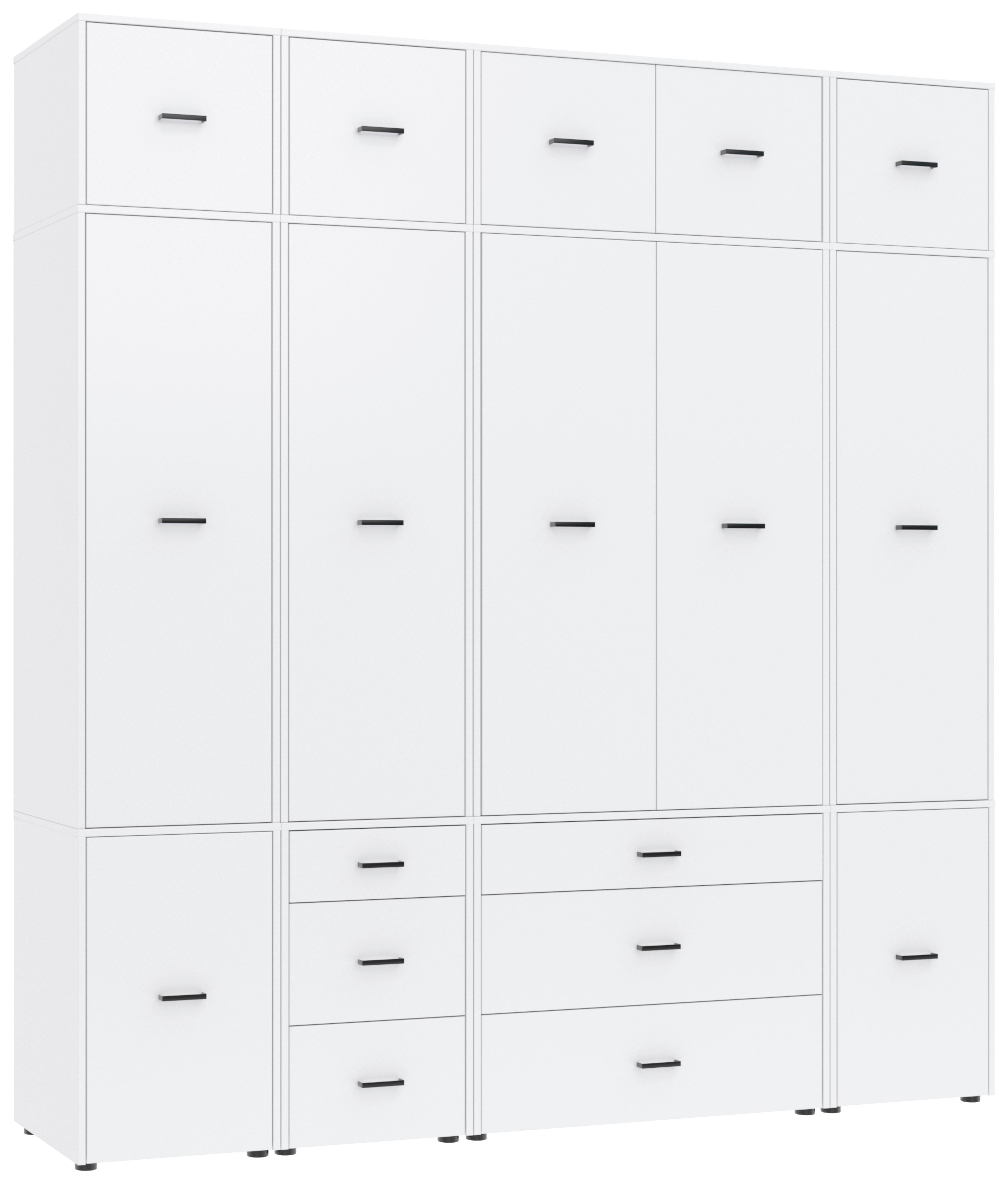 Kleiderschrank Kivo Weiß - Schwarz/Weiß, Basics, Holzwerkstoff/Kunststoff (225/239,4/52,1cm) - Based