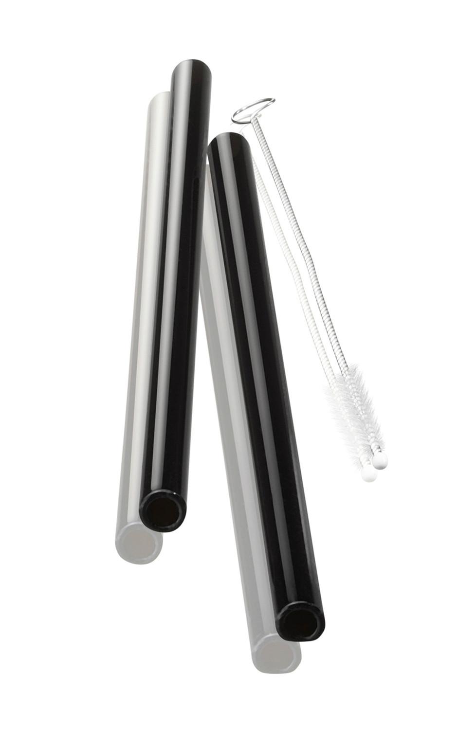 ZESTAW SŁOMEK DO PICIA 12703 - czarny, Konventionell, szkło (0,8/18cm) - Gefu