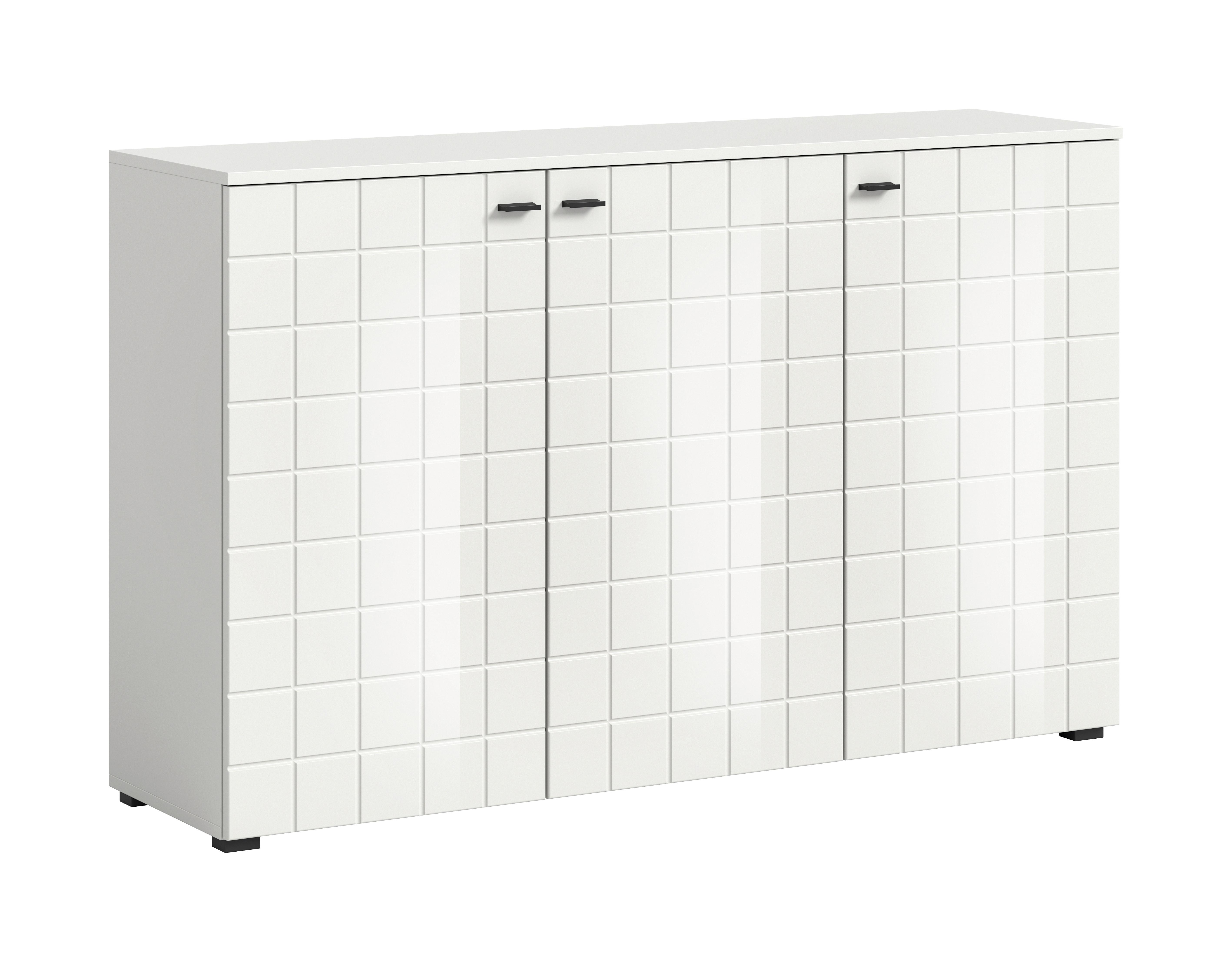 Comodă cu uși MONTE - alb lucios intens, Design, material pe bază de lemn (138/87/37cm) - Modern Living