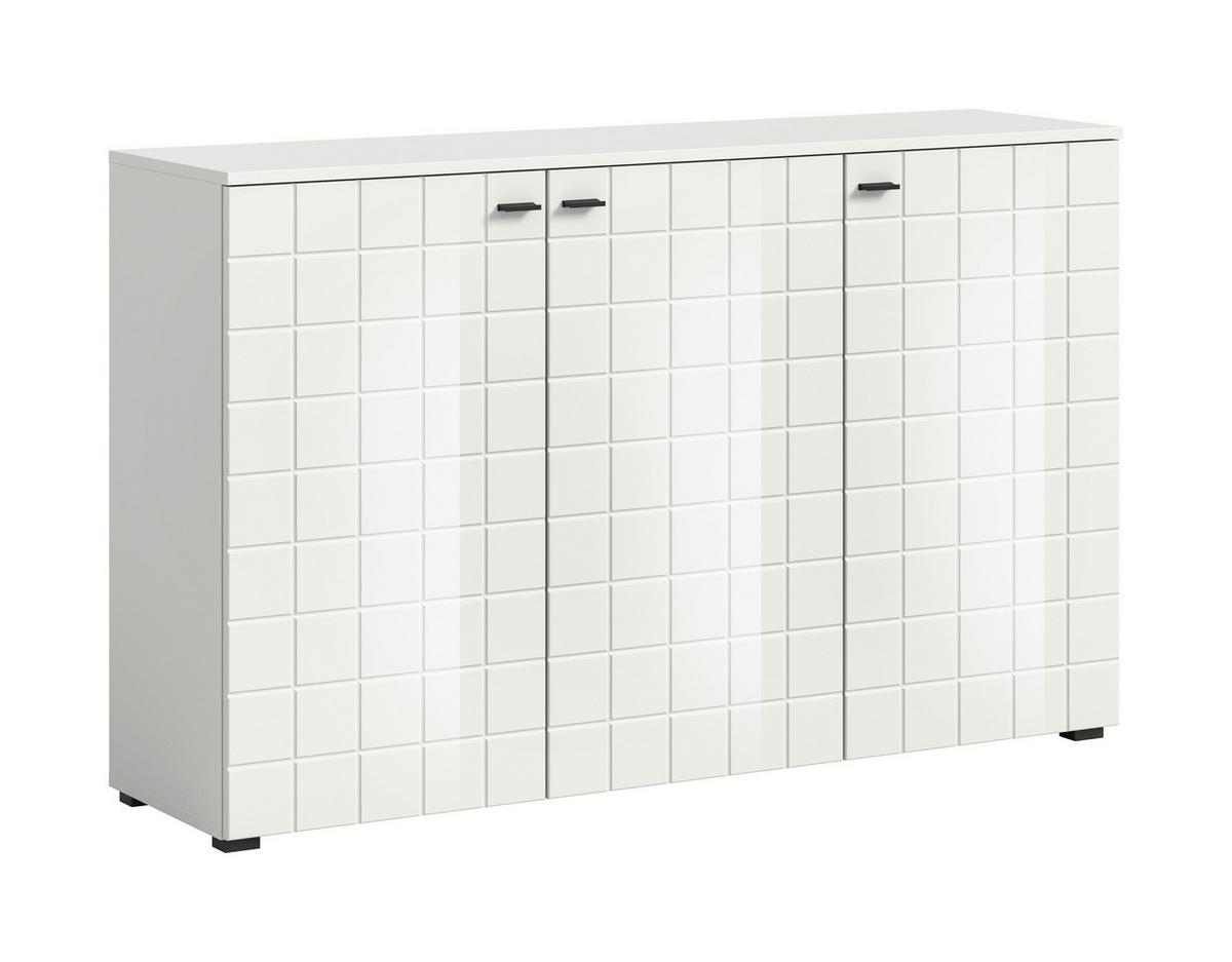 Comodă cu uși MONTE - alb lucios intens, Design, material pe bază de lemn (138/87/37cm) - Modern Living