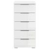 Noptiera MARS 5L-HG - alb/alb lucios intens, Basics, material pe bază de lemn (40/84/40cm) - Modern Living