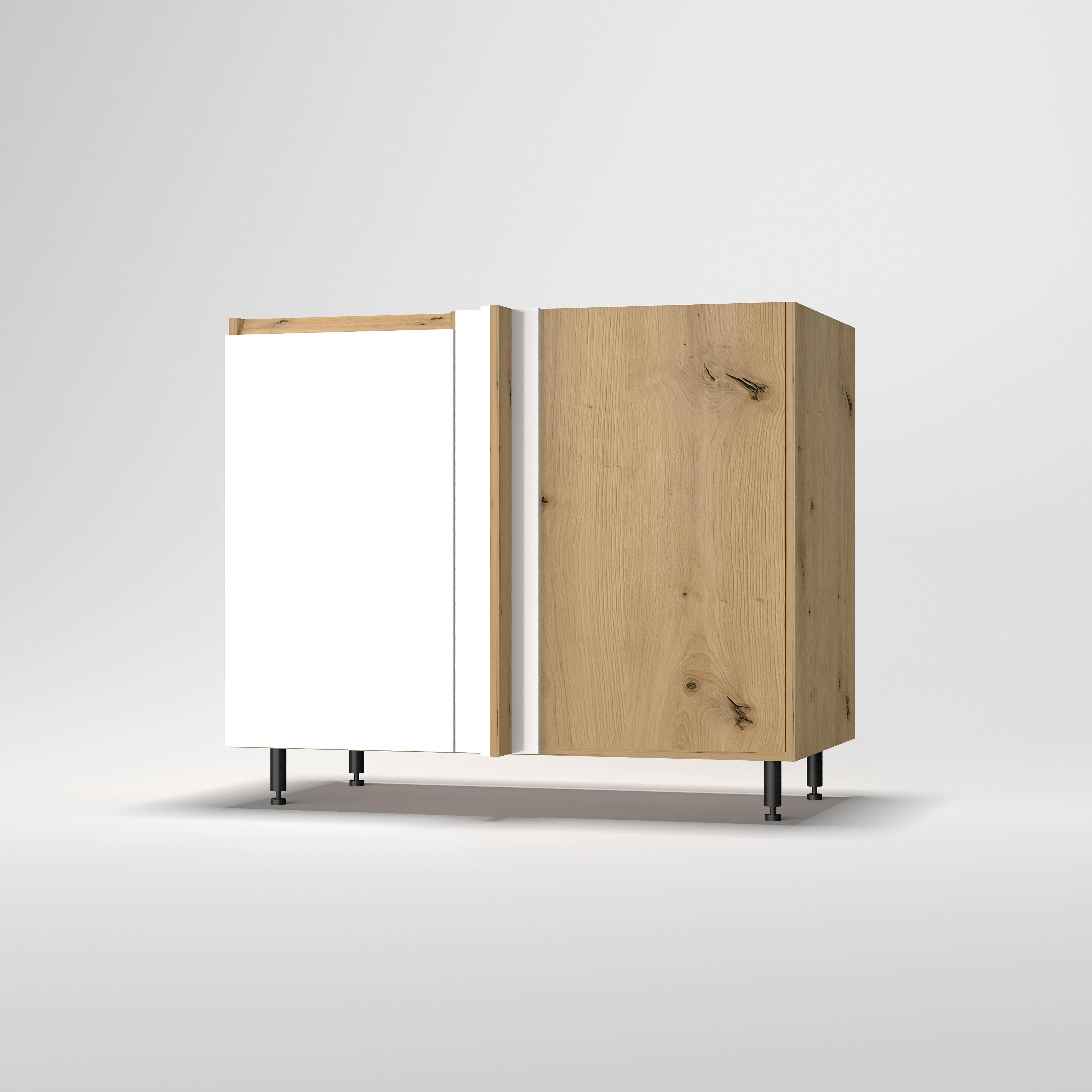 Sarok Alsószekrény Mosogatóhoz Toscana - Artisan tölgy/magasfényű fehér, Modern, faalapú anyag (110-115/87/56cm)