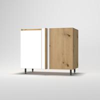 Sarok Alsószekrény Mosogatóhoz Toscana - Artisan tölgy/magasfényű fehér, Modern, faalapú anyag (110-115/87/56cm)