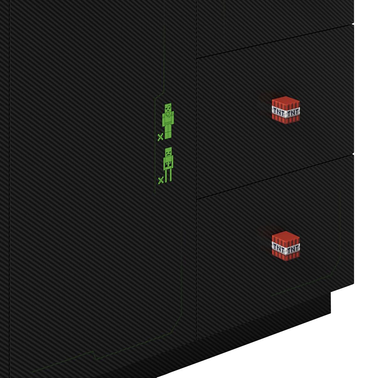 Kleiderschrank Minecraft ca. 135x200x50 cm Schwarz/Grün - Rot/Schwarz, MODERN, Holzwerkstoff/Kunststoff (135/200/50cm) - Minecraft