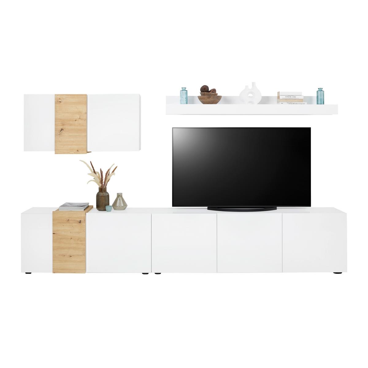 Hängeelement Positano in Eichefarben/Weiß - Weiß Hochglanz/Eiche Artisan, MODERN, Holzwerkstoff (110/57/32cm) - Mömax