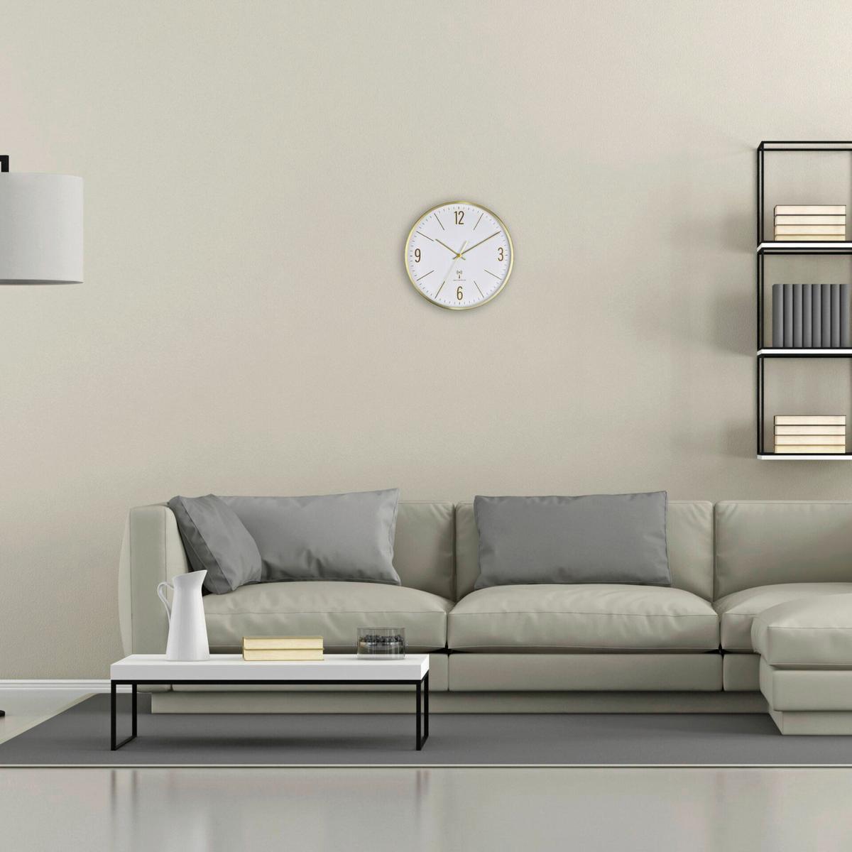 Funkuhr Wanduhr Weiß/Goldfarben - Goldfarben/Weiß, Basics, Kunststoff (30/4,5/30cm)