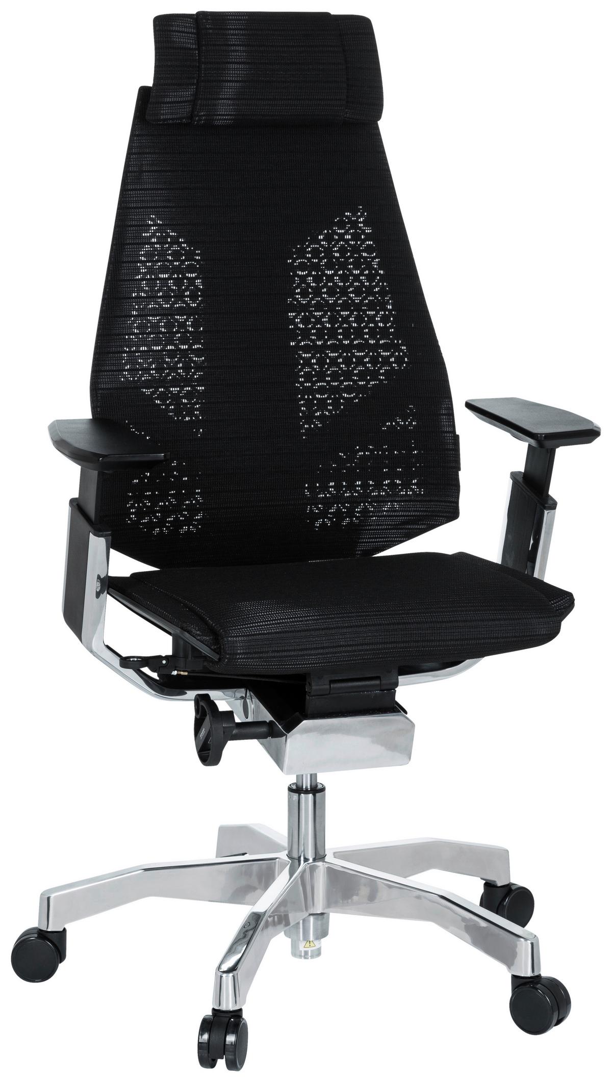 Pisarniški Stol Genidia Pro, Črna - črna/barve aluminija, Moderno, kovina/umetna masa (57/134/46cm) - MID.YOU