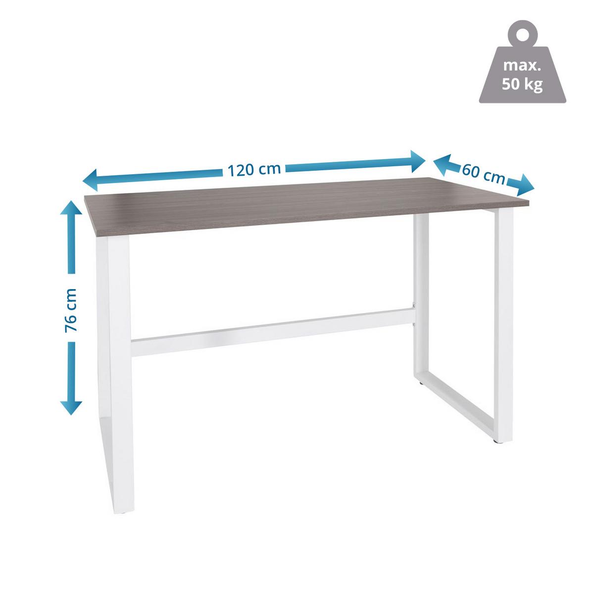 Pisalna Miza Workspace Light I, Siva, Bela - siva/bela, Basics, kovina/leseni material (120/60/76cm) - MID.YOU