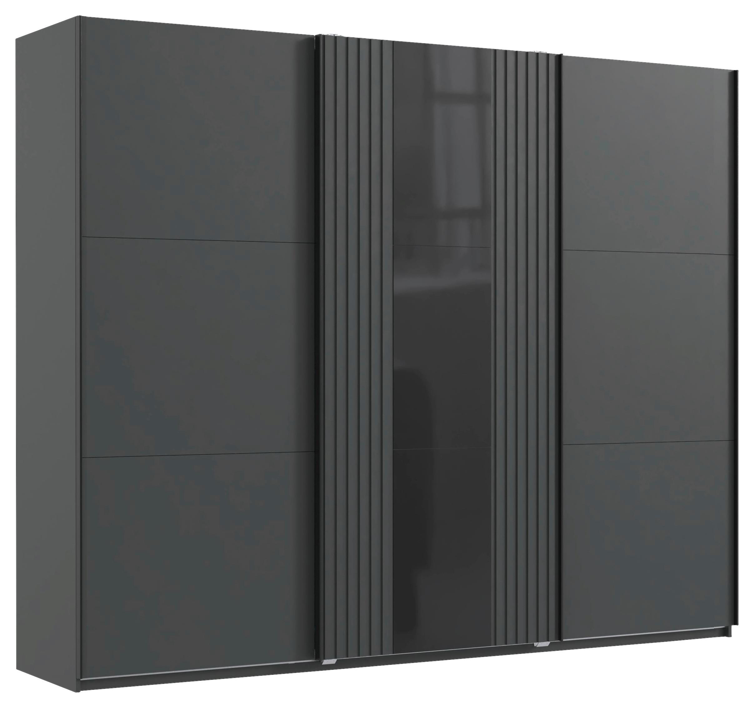 DULAP USI CULISANTE ATLANTA - grafit/negru, Modern, sticlă/material pe bază de lemn (250/216/65cm) - Premium Living