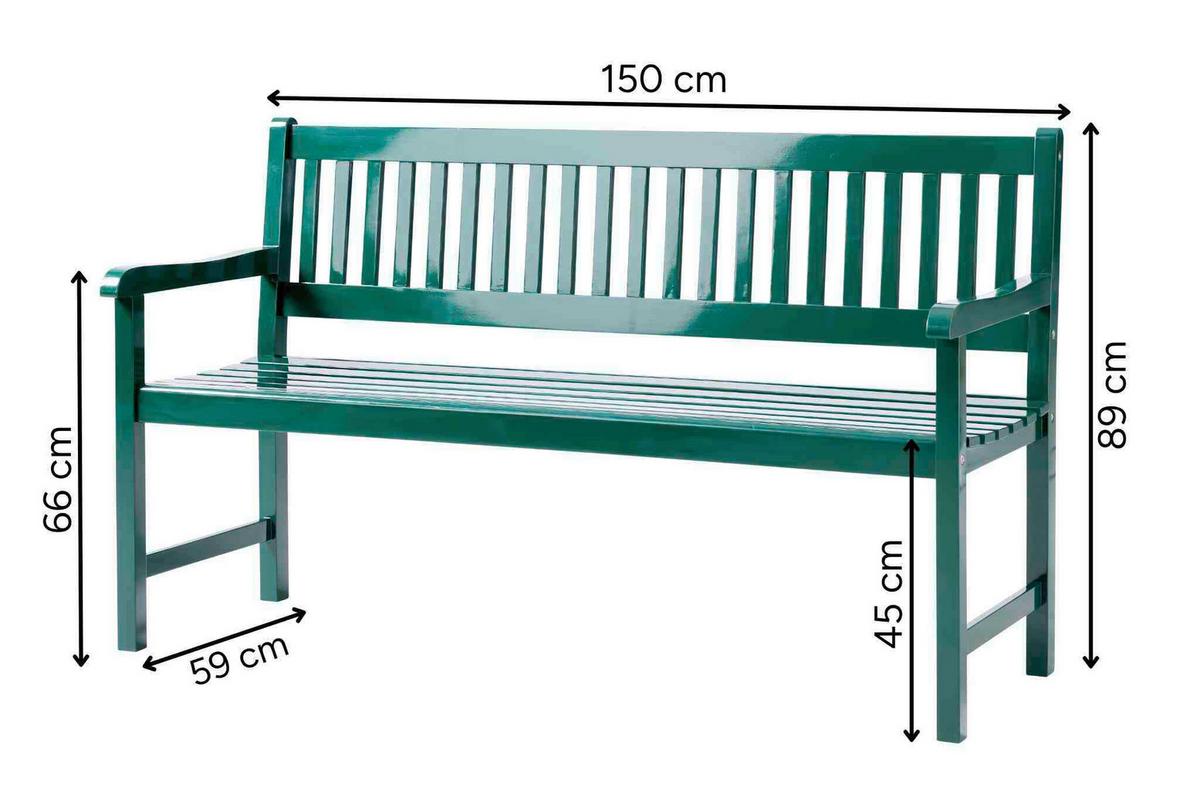 Gartenbank Brighton Gartenbank - Dunkelgrün/Grün, Natur, Holz (150/89/59cm) - Gardenson