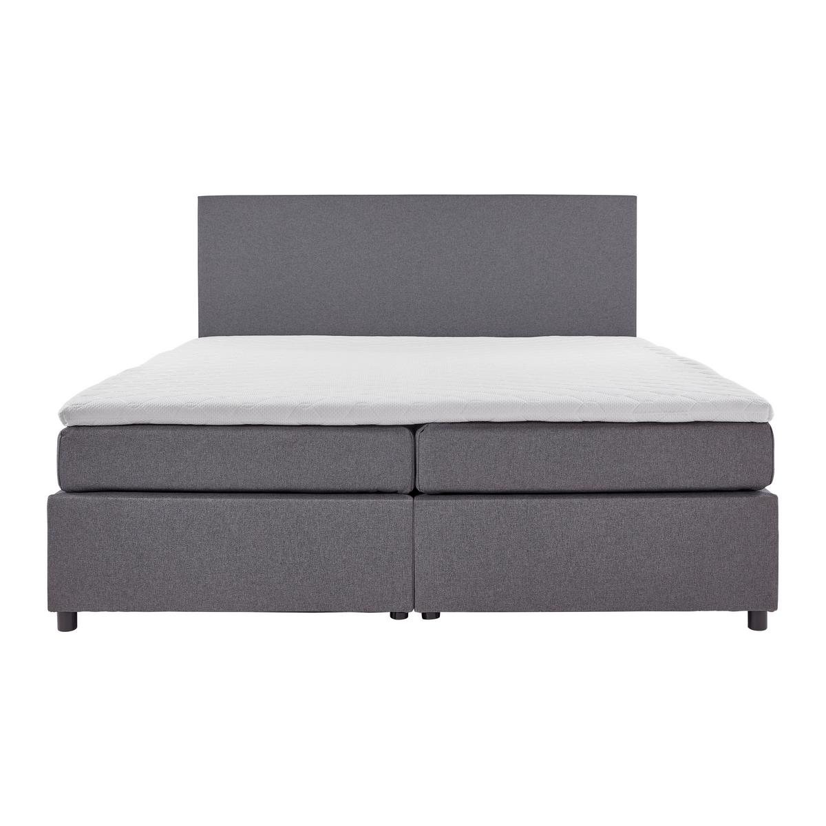 Boxbett Melia Grau ca. 180x200 cm mit Topper - Schwarz/Grau, MODERN, Holz/Holzwerkstoff (180/200cm) - Bessagi Home
