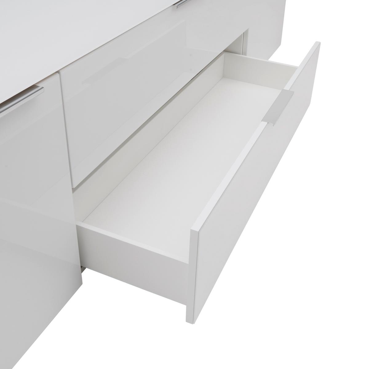 TV-Element Siena Weiß - Chromfarben/Schwarz, MODERN, Glas/Holzwerkstoff (226/55/40cm) - Premium Living