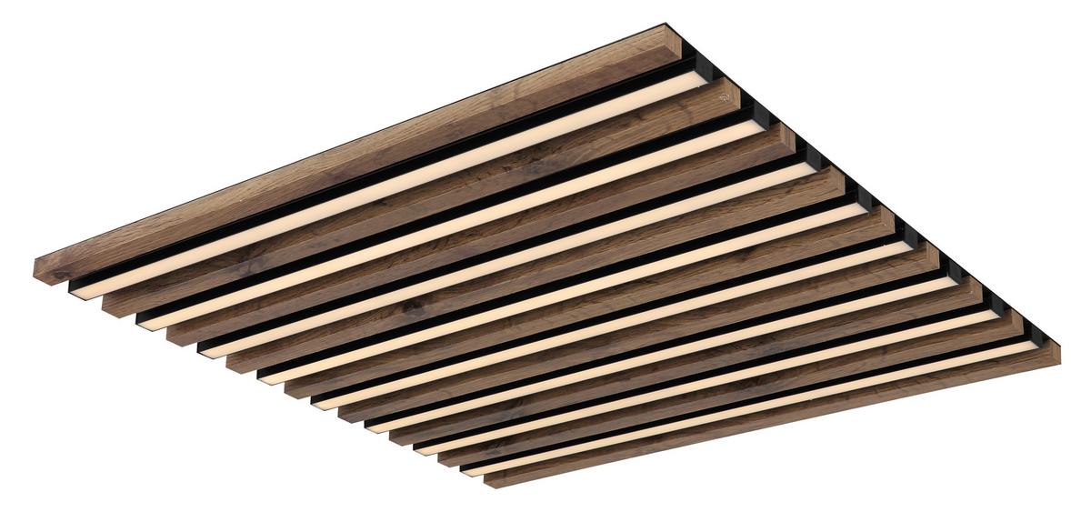 Led-deckenleuchte 67347d3cct Hayden - Weiss/Dunkelbraun, Natur, Holzwerkstoff/Kunststoff (60/60/6cm) - Globo
