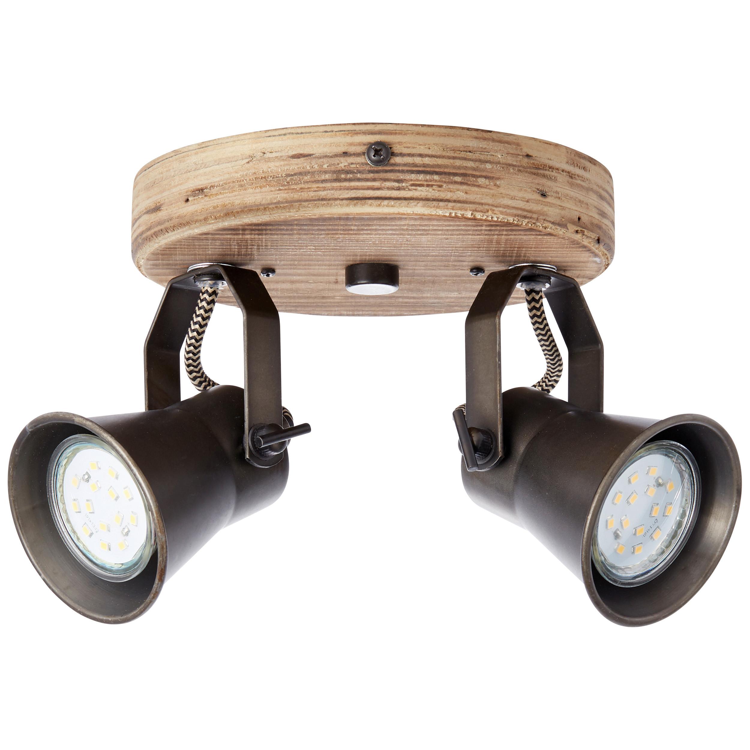 Deckenleuchte Seed in Schwarz max. 5 Watt - Schwarz, Natur, Holz/Metall (16/13/23cm) - Brilliant