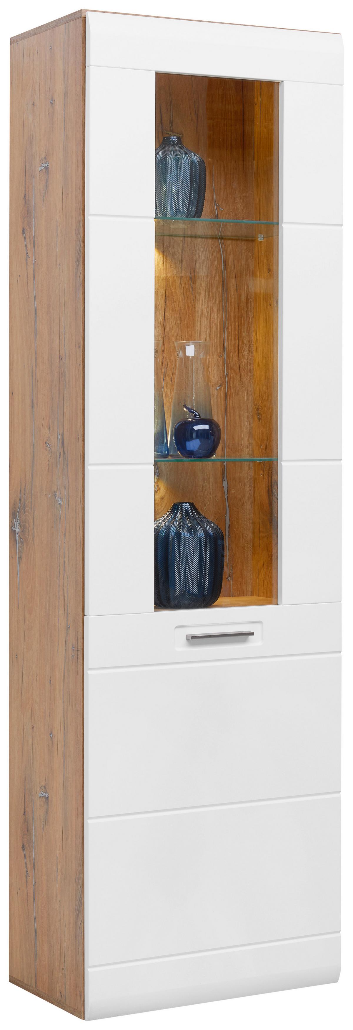 Vitrină AURIS - alb, Modern, sticlă/material pe bază de lemn (60/204,2/37,1cm) - Modern Living