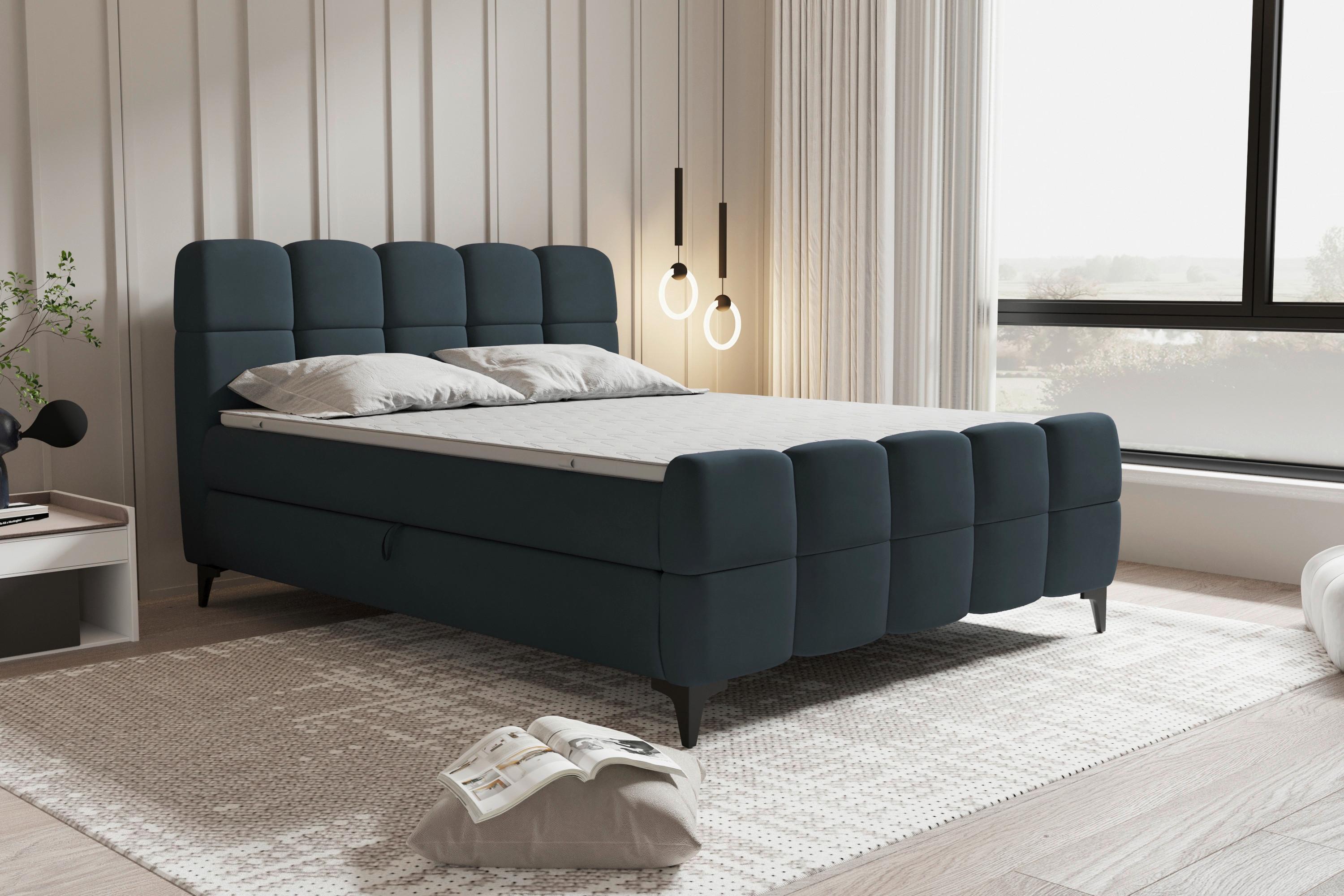 Boxbett Mona Anthrazit Ca. 160x200cm - Anthrazit/Schwarz, Konventionell, Kunststoff/Textil (160/200cm) - Mömax
