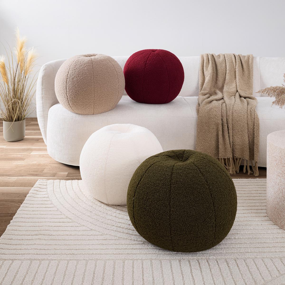 Pouf Ted Grün Ø ca. 45cm - Olivgrün, Textil (45cm) - Mömax