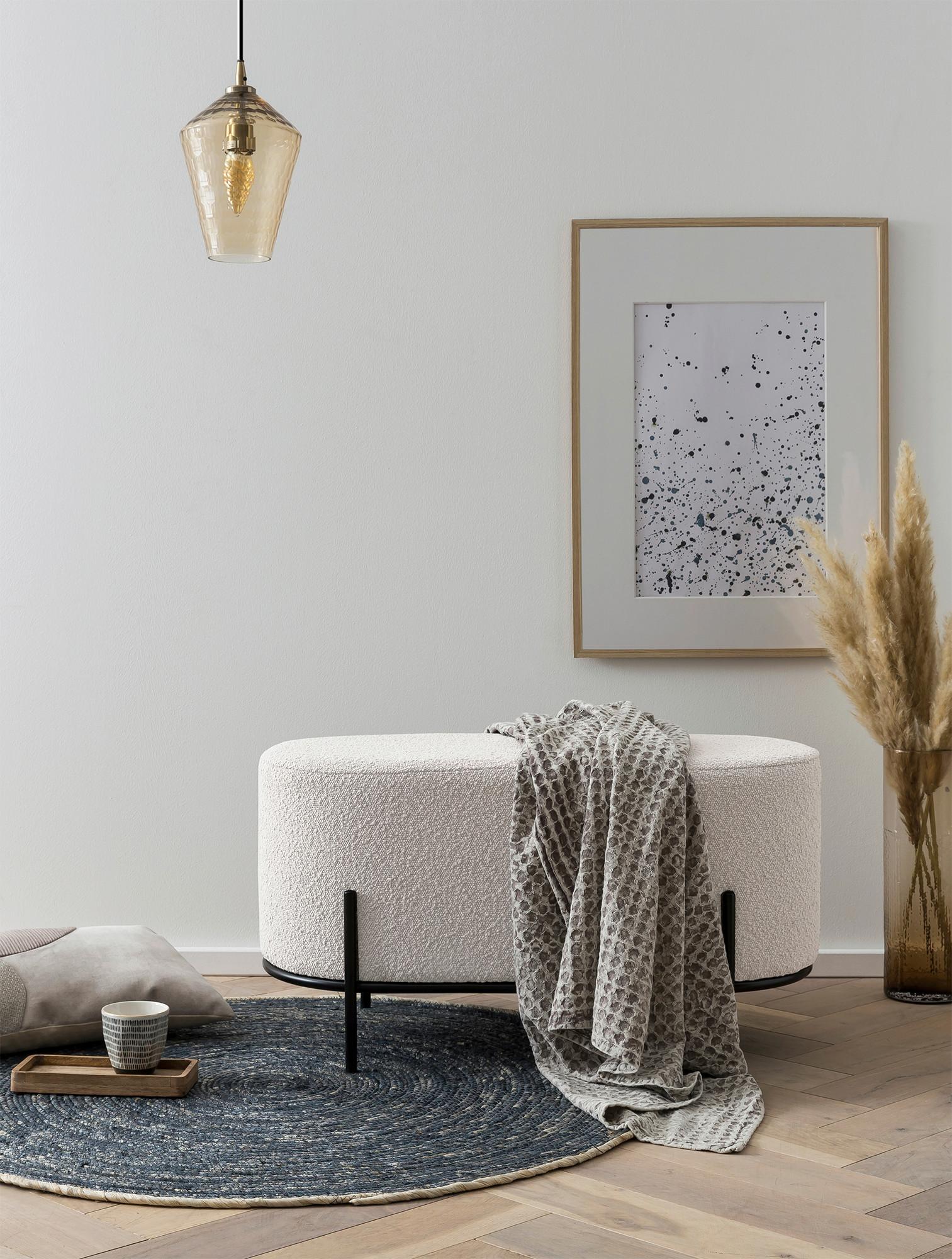 Tabure Bouclé, Bela - črna/bela, Moderno, kovina/tekstil (80/42/40cm) - Livetastic