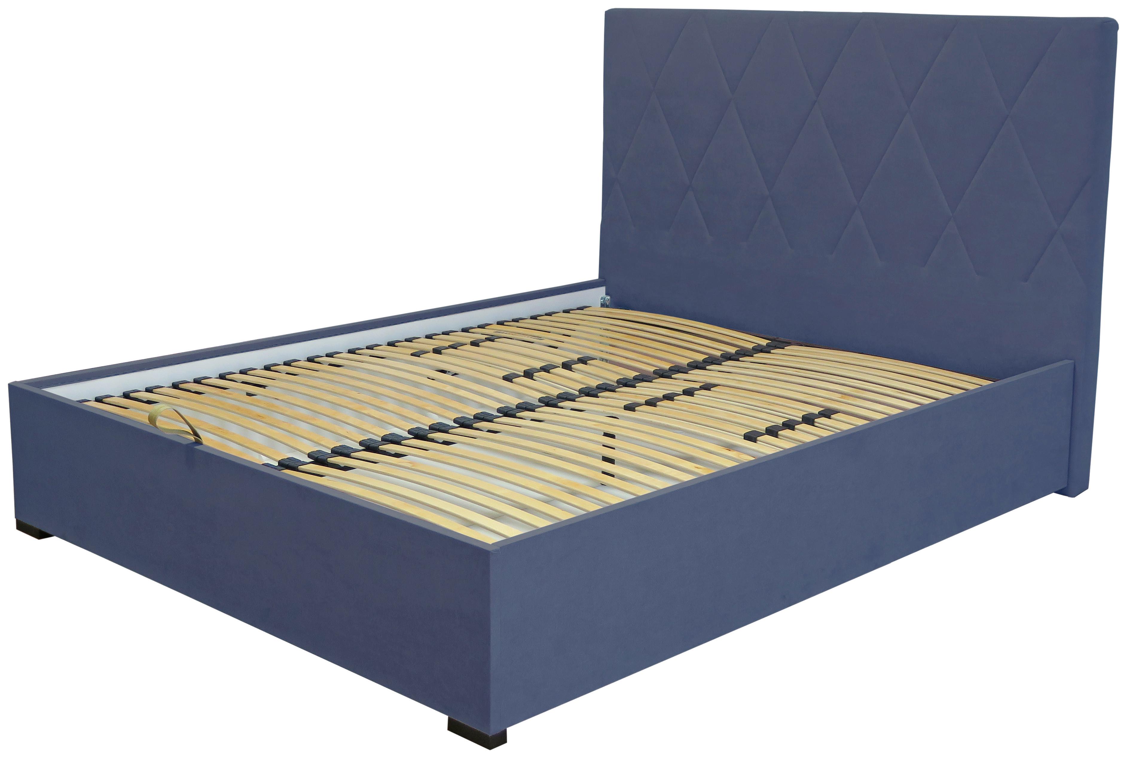 Tapecirani Krevet Grace - tamno plava/boje bukve, Konvencionalno, drvni materijal/tekstil (180/200cm) - Based