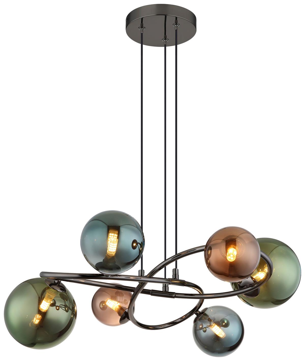 LAMPA WISZĄCA LED 56142-6H RIHA - zielony/petrol, Design, tworzywo sztuczne/metal (65/120cm) - Globo