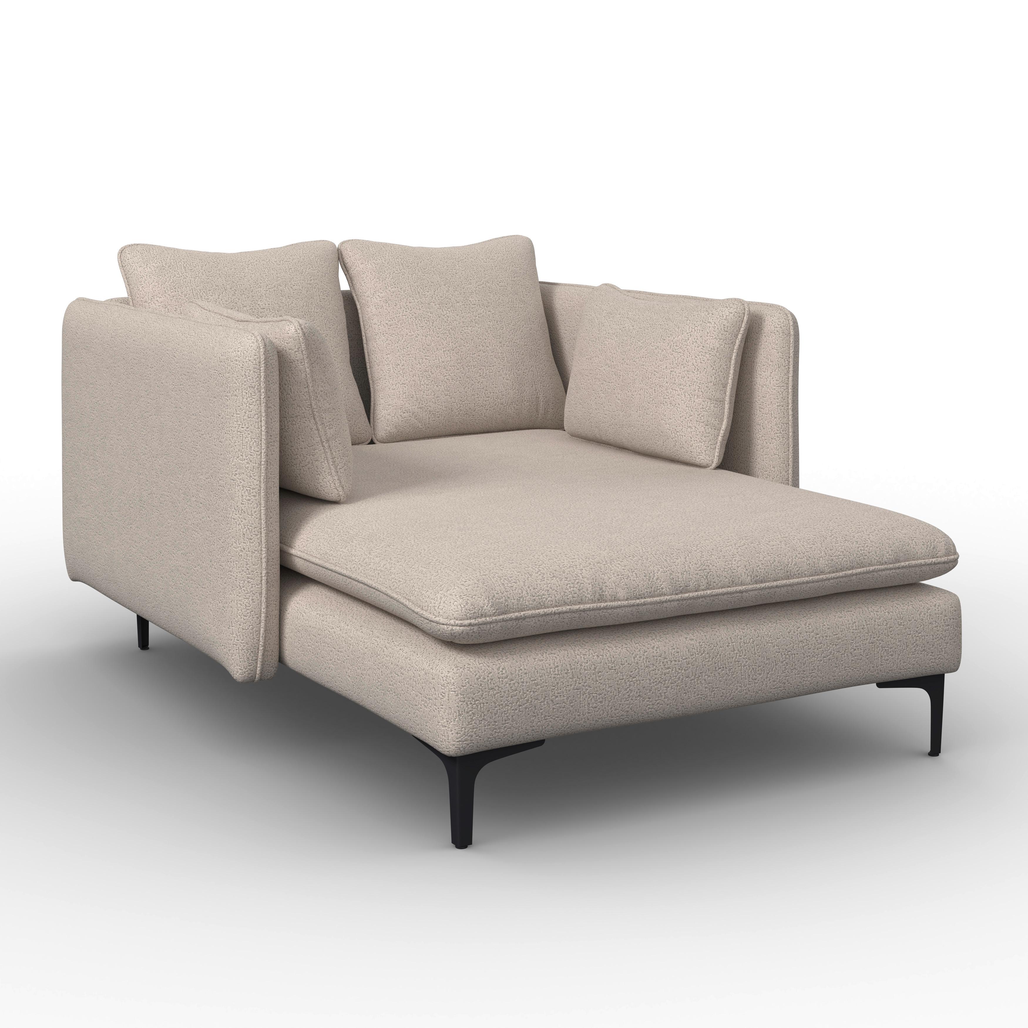 Relaxliege Sandy Chenille Greige - Hellgrau/Schwarz, MODERN, Holz/Textil (120/74/160cm) - Bessagi Home