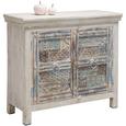 Sideboard in Vintage Weiß/Blau/Braun - Blau/Braun, Holz/Metall (105/93/45cm) - PREMIUM LIVING