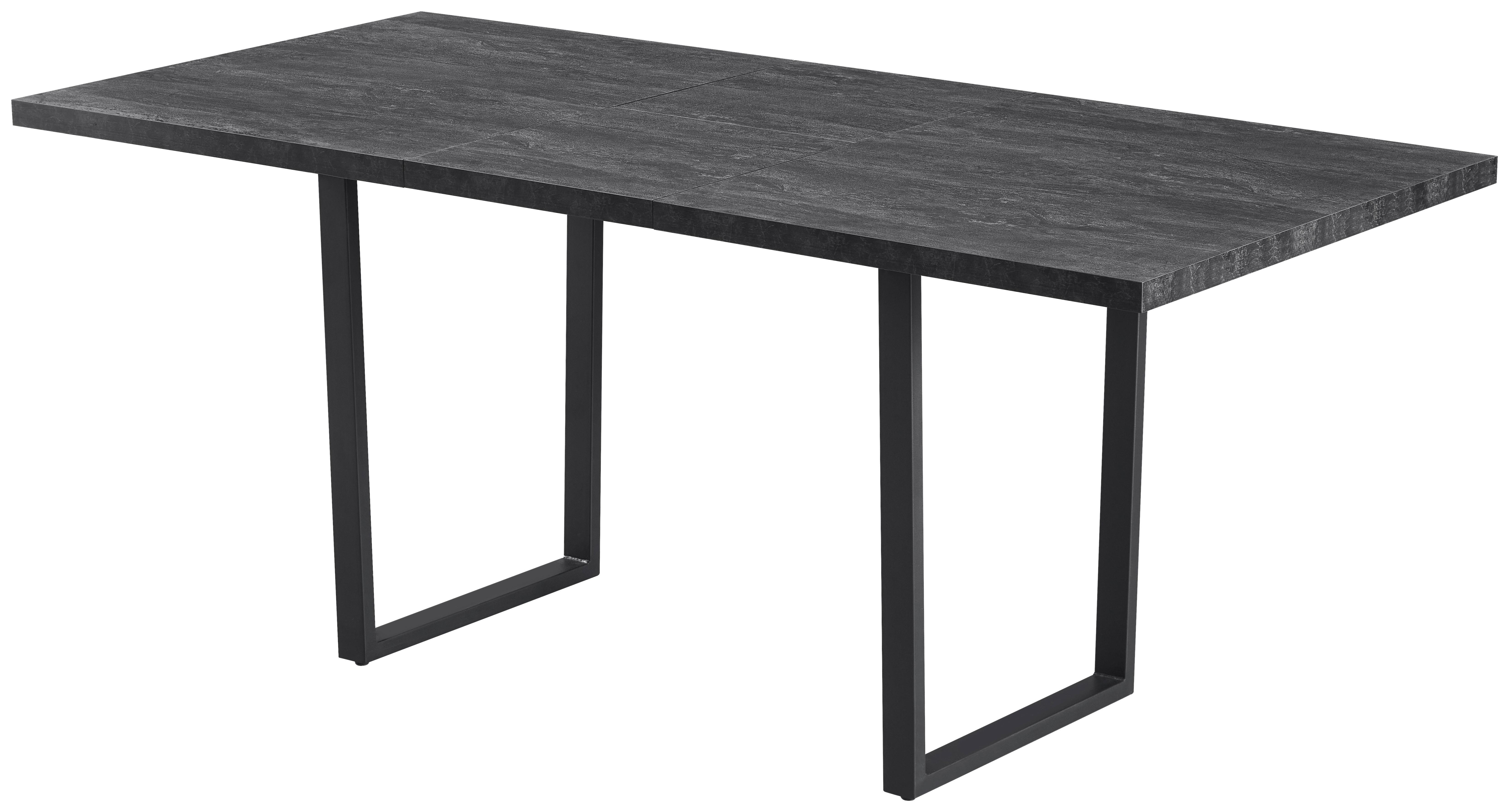 Ausziehtisch Nils 2 Dunkelgrau ca. 140-180x85x76cm - Dunkelgrau/Schwarz, Design, Holzwerkstoff/Metall (140-180/85/76cm) - Based