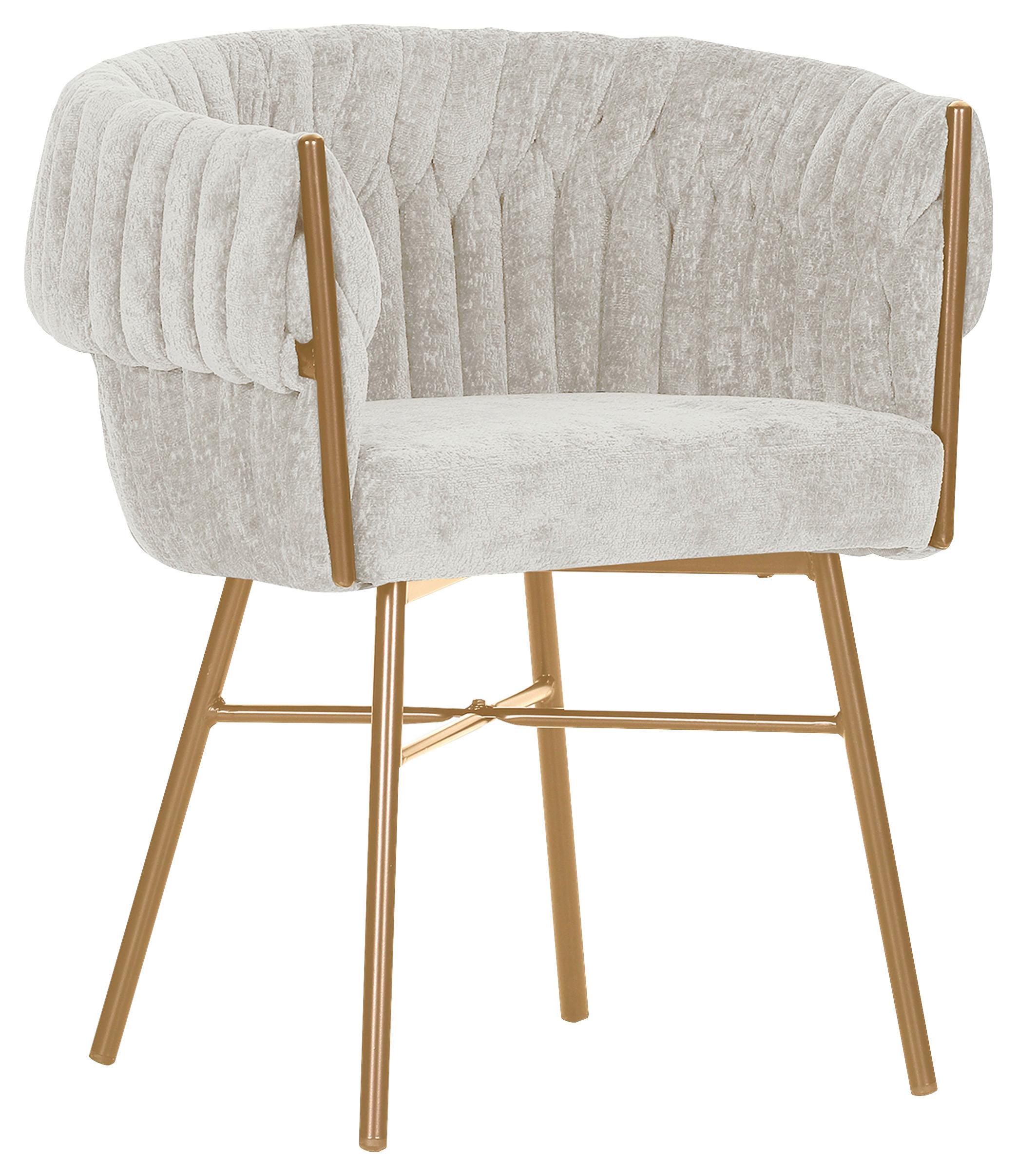 KRZESŁO Z PODŁOKIETNIKAMI TWISTY - kolor naturalny/kolor złoty, Design, metal/tkanina (65/76/60cm) - Ambia Home