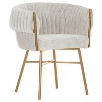 KRZESŁO Z PODŁOKIETNIKAMI TWISTY - kolor naturalny/kolor złoty, Design, metal/tkanina (65/76/60cm) - Ambia Home