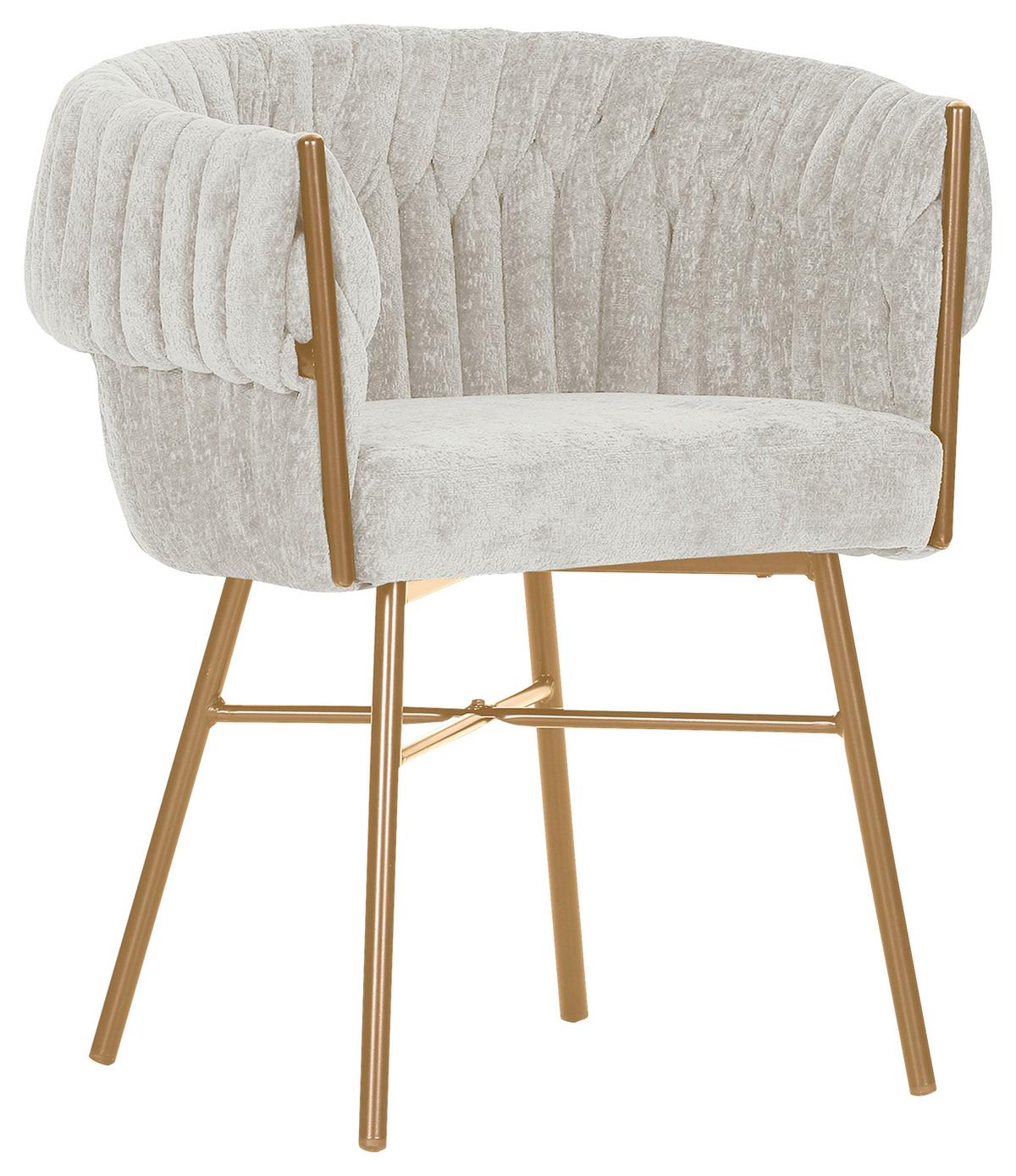 KRZESŁO Z PODŁOKIETNIKAMI TWISTY - kolor naturalny/kolor złoty, Design, metal/tkanina (65/76/60cm) - Ambia Home